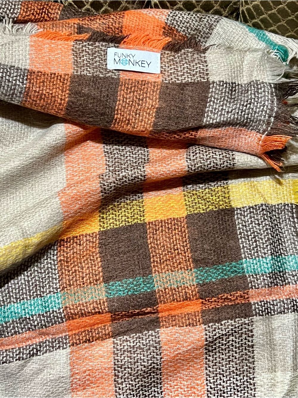 Funky Monkey Plaid Blanket Scarf